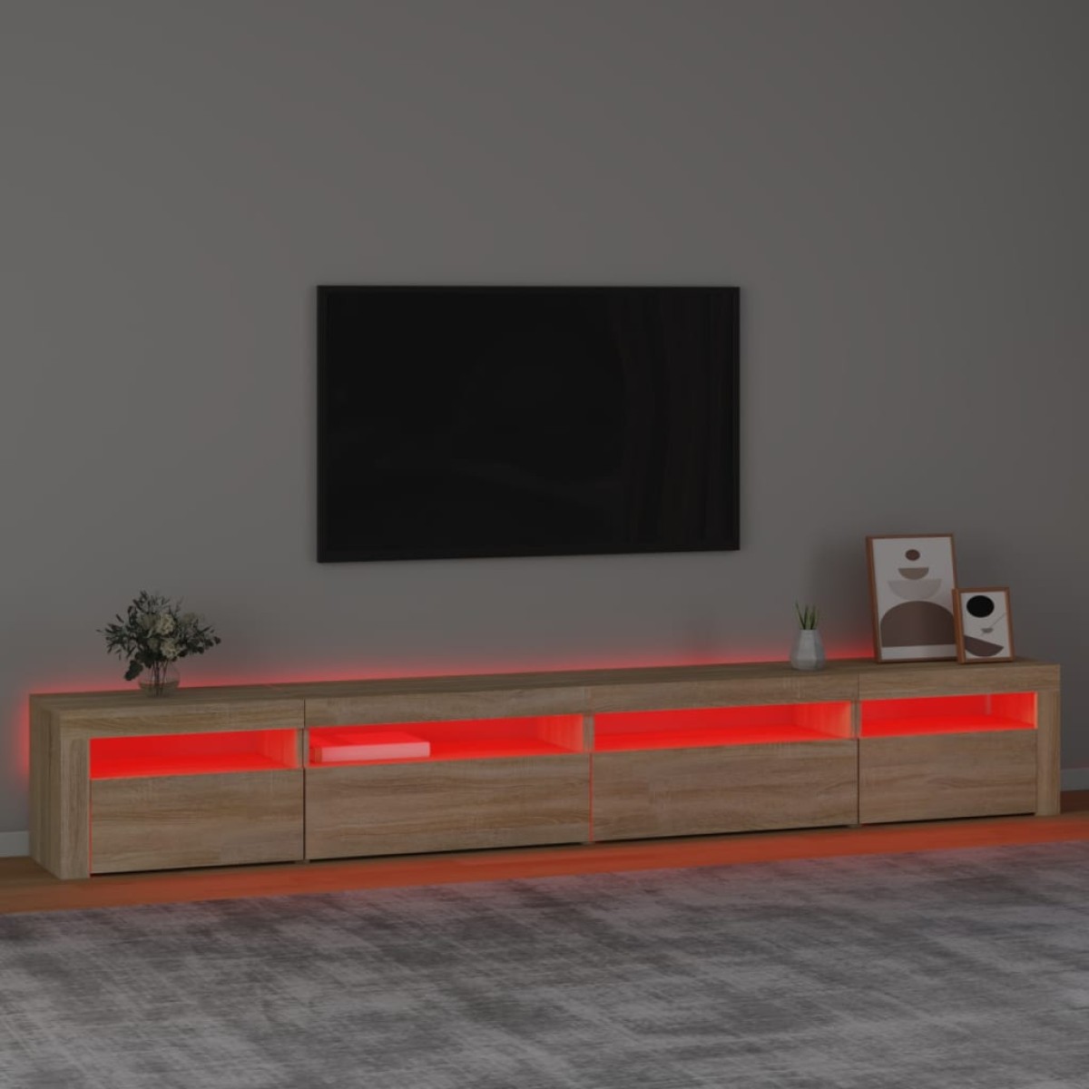 vidaXL Έπιπλο Τηλεόρασης με LED Sonoma Δρυς 270x35x40 εκ.