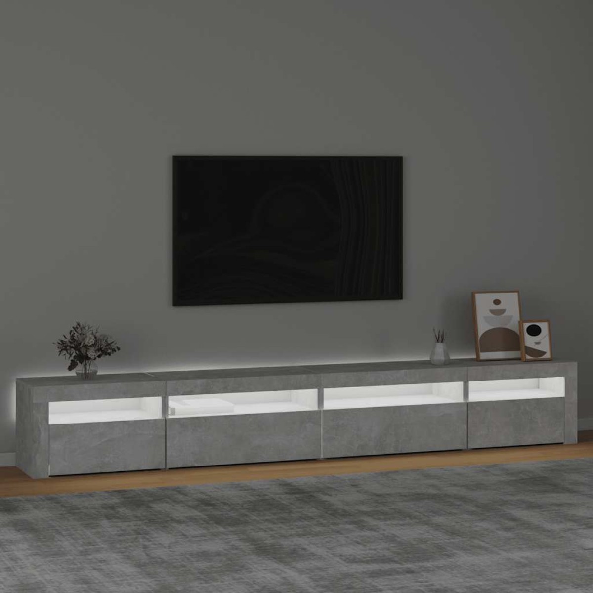 vidaXL Έπιπλο Τηλεόρασης με LED Γκρι Σκυροδέματος 270x35x40 εκ.