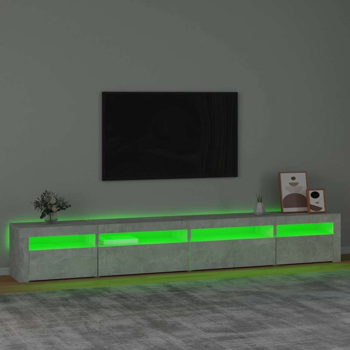 vidaXL Έπιπλο Τηλεόρασης με LED Γκρι Σκυροδέματος 270x35x40 εκ.