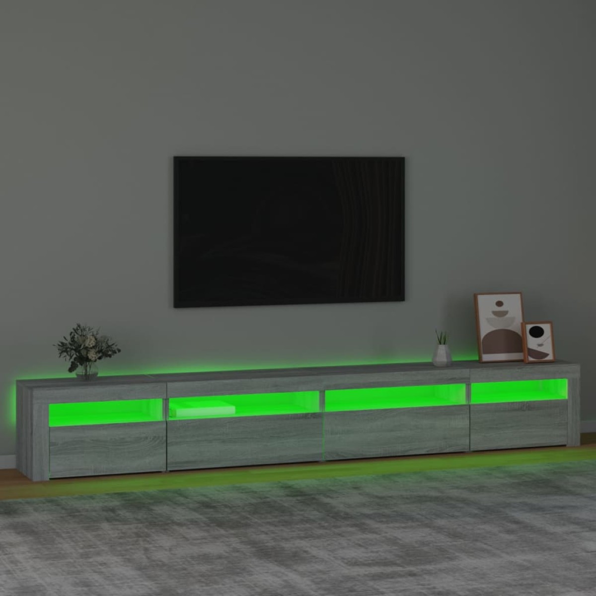 vidaXL Έπιπλο Τηλεόρασης με LED Γκρι Sonoma 270x35x40 εκ.