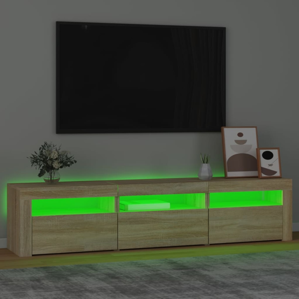 vidaXL Έπιπλο Τηλεόρασης με LED Sonoma Δρυς 180x35x40 εκ.
