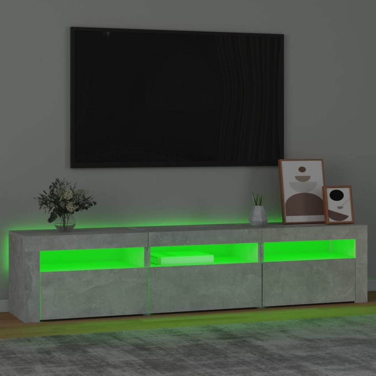 vidaXL Έπιπλο Τηλεόρασης με LED Γκρι Σκυροδέματος 180x35x40 εκ.