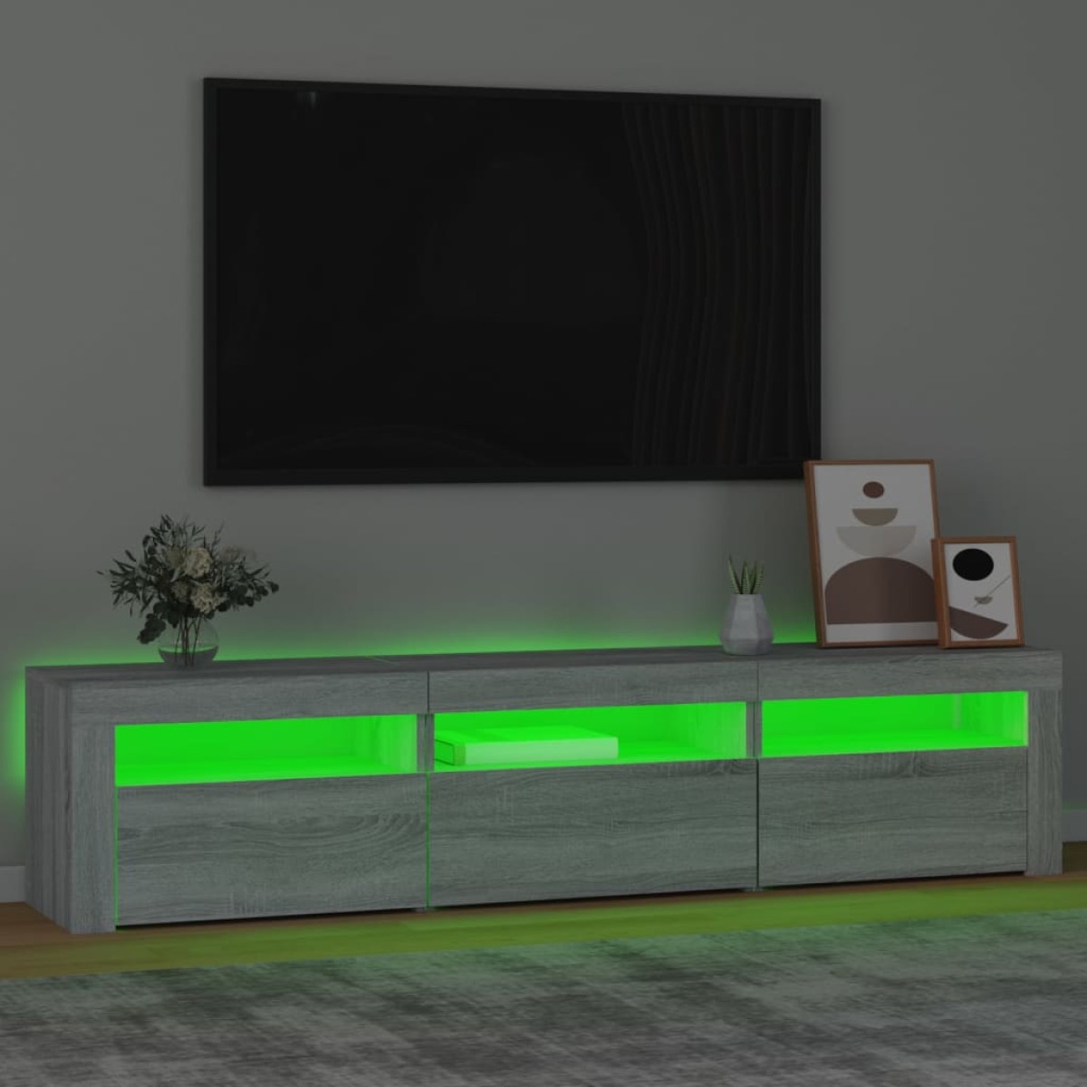 vidaXL Έπιπλο Τηλεόρασης με LED Γκρι Sonoma 180x35x40 εκ.