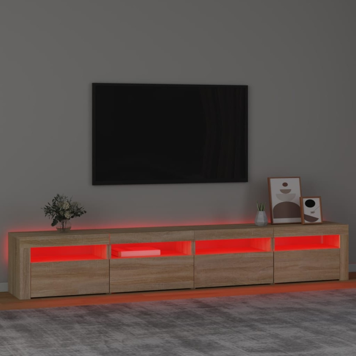 vidaXL Έπιπλο Τηλεόρασης με LED Sonoma Δρυς 240 x 35 x 40 εκ.