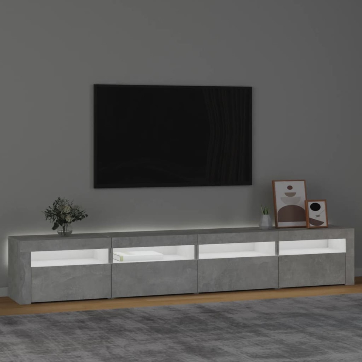 vidaXL Έπιπλο Τηλεόρασης με LED Γκρι Σκυροδέματος 240 x 35 x 40 εκ.