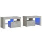 vidaXL Κομοδίνα 2 τεμ. με LED Γκρι σκυροδέματος 70 x 36,5 x 40 εκ.