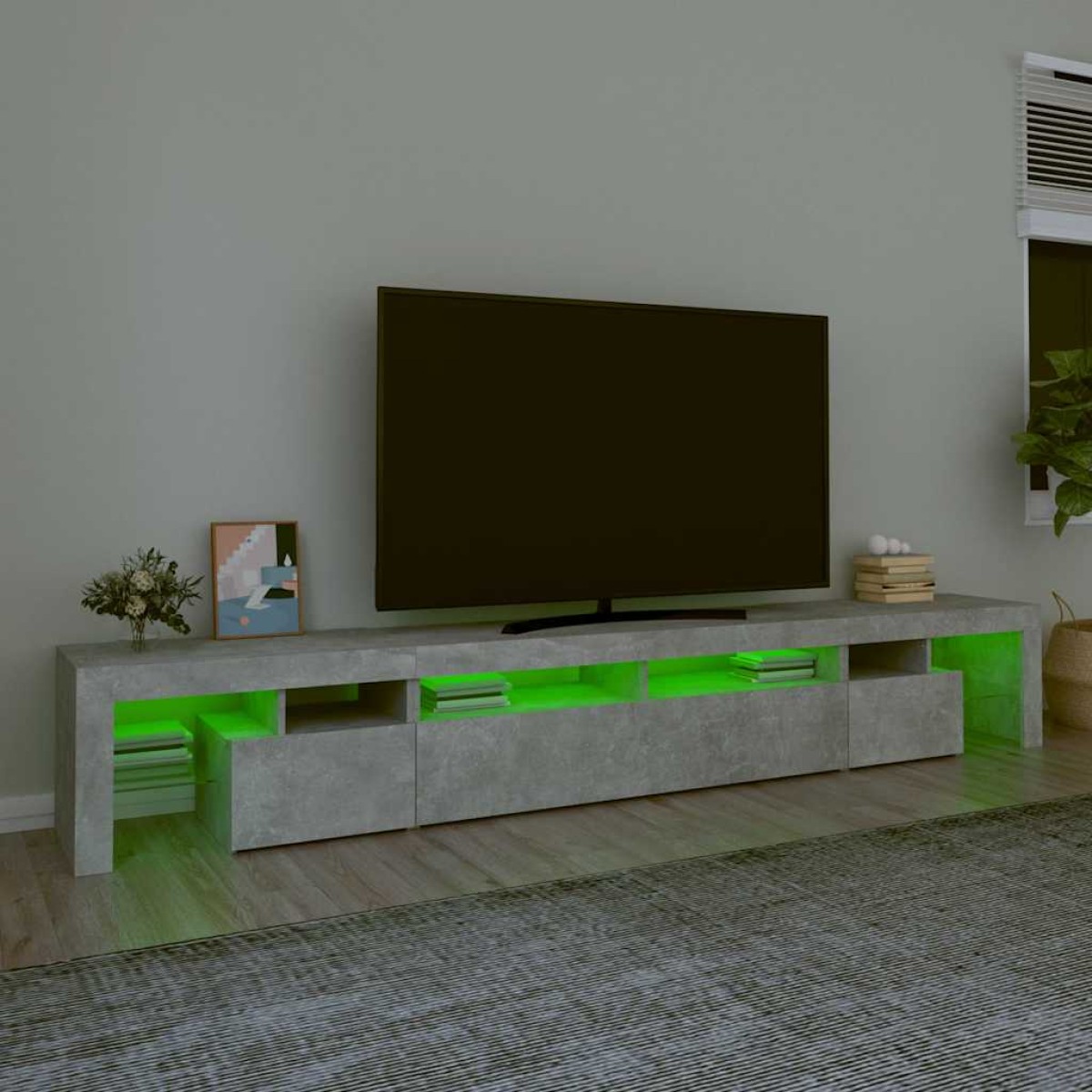 vidaXL Έπιπλο Τηλεόρασης με LED Γκρι Σκυροδέματος 260x36,5x40 εκ.