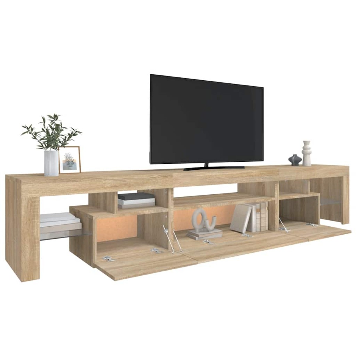 vidaXL Έπιπλο Τηλεόρασης με LED Sonoma Δρυς 215x36,5x40 εκ.