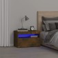 vidaXL Κομοδίνο με LED Καπνιστή Δρυς 60 x 35 x 40 εκ.