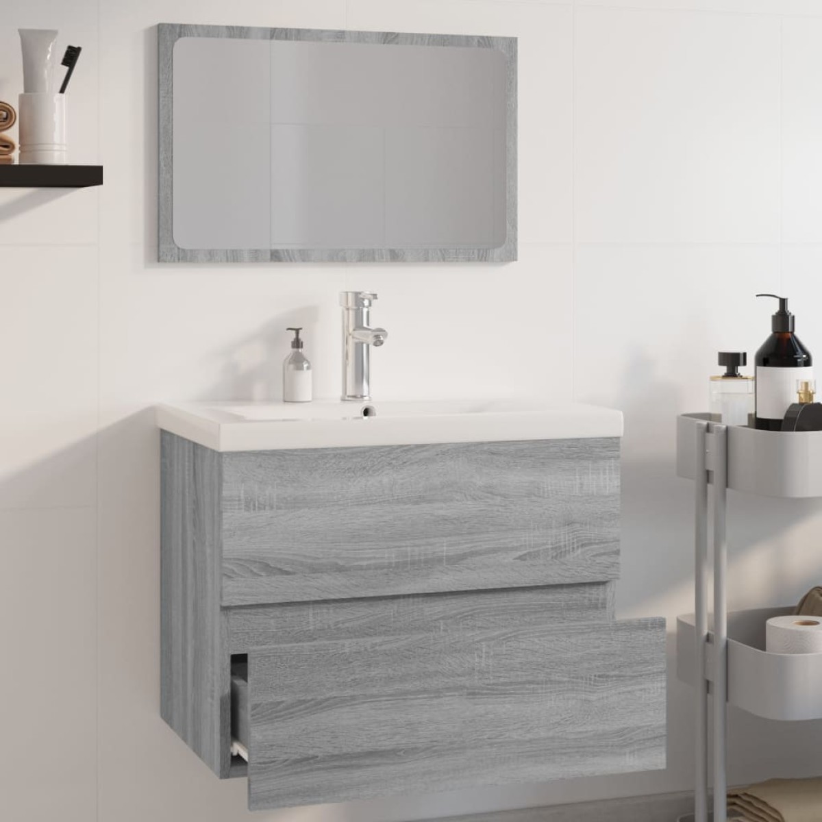 vidaXL Σετ Επίπλων Μπάνιου Γκρι Sonoma Επεξεργασμένο Ξύλο