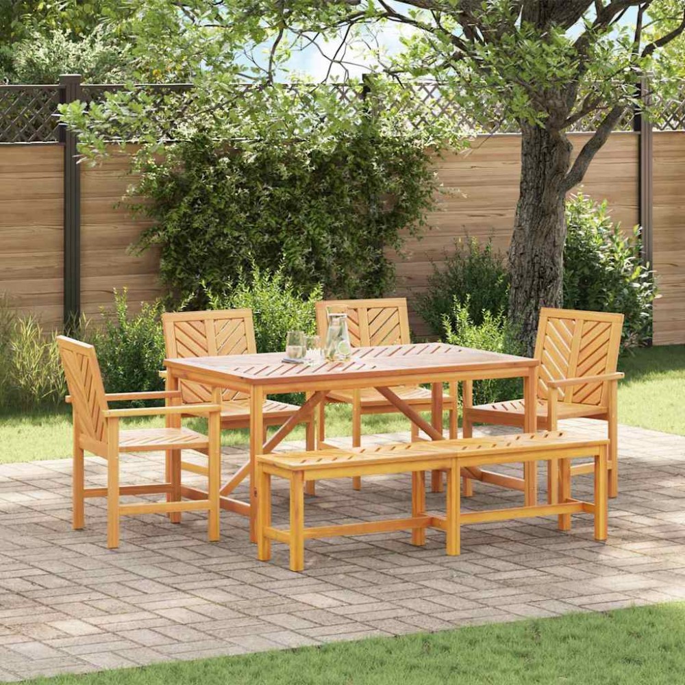 vidaXL Σέτ φαγητού για κήπο 6 τμχ. Καφέ Στερεό Ξύλο Ακακίας