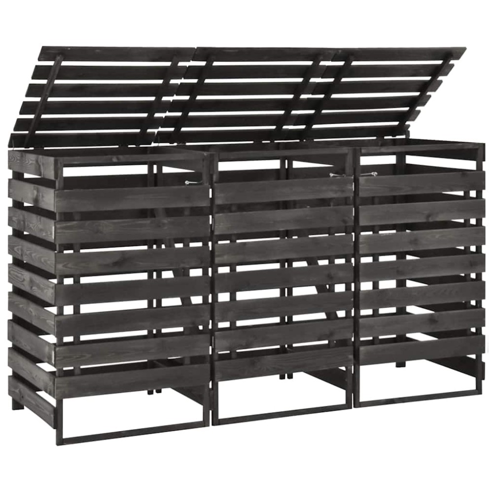 vidaXL Πλαίσιο Τριπλό για Κάδους 210x75x121 εκ. Βαμμένο Μασίφ Πεύκο