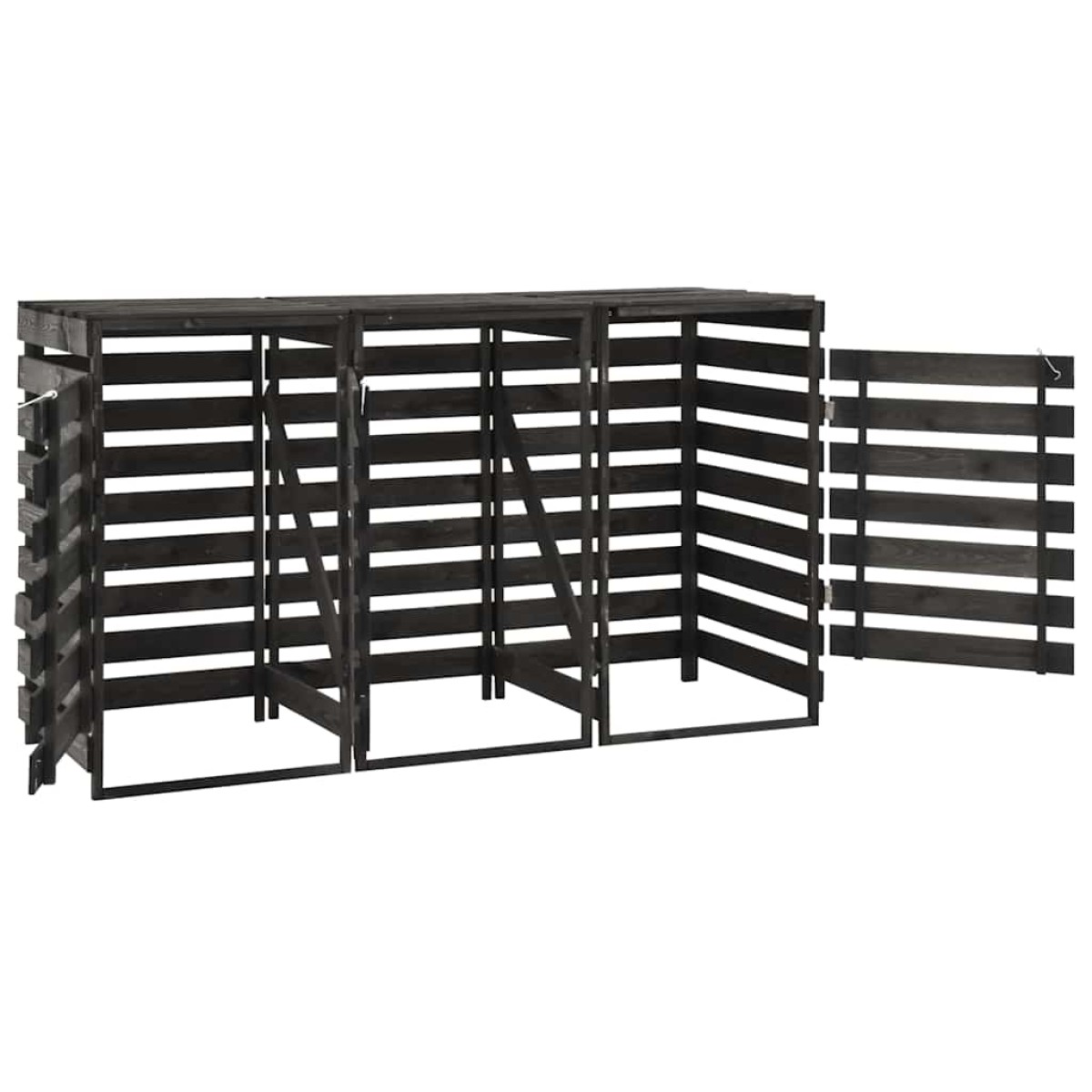 vidaXL Πλαίσιο Τριπλό για Κάδους 210x75x121 εκ. Βαμμένο Μασίφ Πεύκο