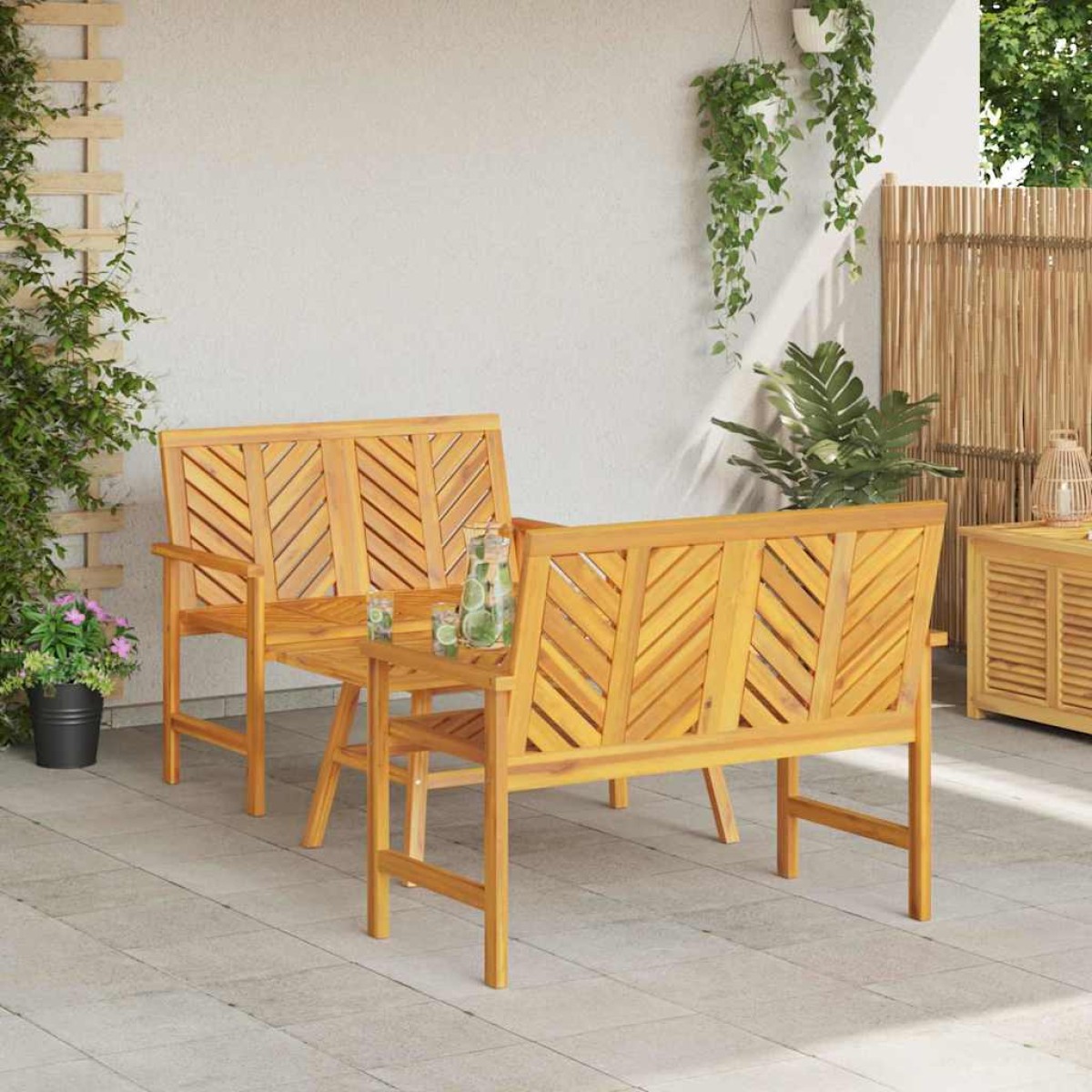 vidaXL Σετ Ξαπλώστρας Κήπου 3 τμχ. Καφέ Στερεό Ξύλο Ακακίας