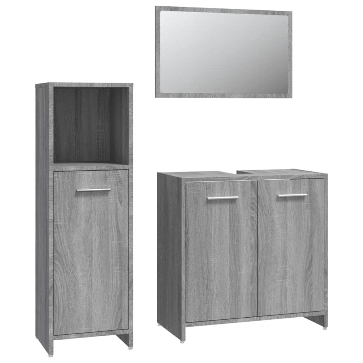 vidaXL Σετ Επίπλων Μπάνιου 3 Τεμαχίων Γκρι Sonoma Επεξεργασμένο Ξύλο