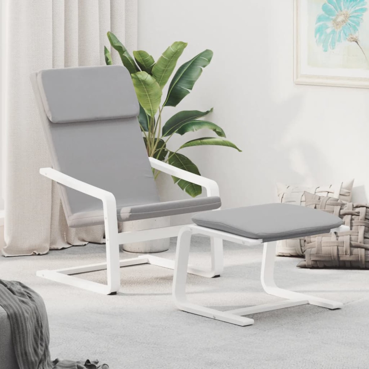 vidaXL Πολυθρόνα Relax Ανοιχτό Γκρι Υφασμάτινη με Υποπόδιο