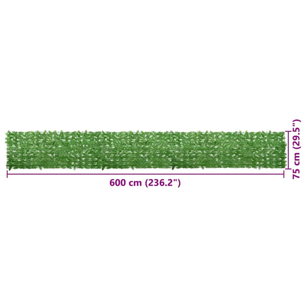 vidaXL Διαχωριστικό Βεράντας με Φύλλα Πράσινο 600 x 75 εκ.