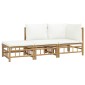 vidaXL Σαλόνι Κήπου Σετ 3 τεμ. από Μπαμπού με Λευκά Κρεμ Μαξιλάρια