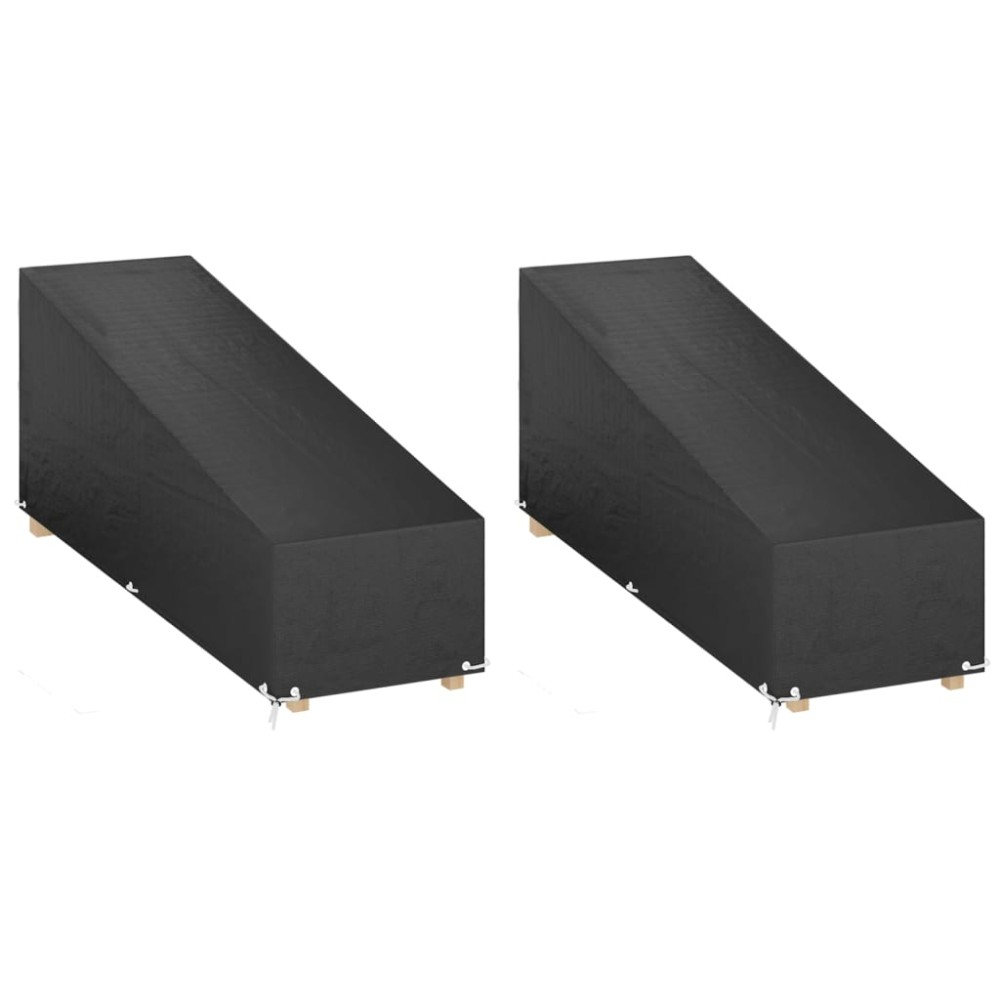 vidaXL Κάλυμμα Ξαπλώστρας 2 τεμ με 12 Κρίκους 205x75x40/70 εκ Πολυαιθ.