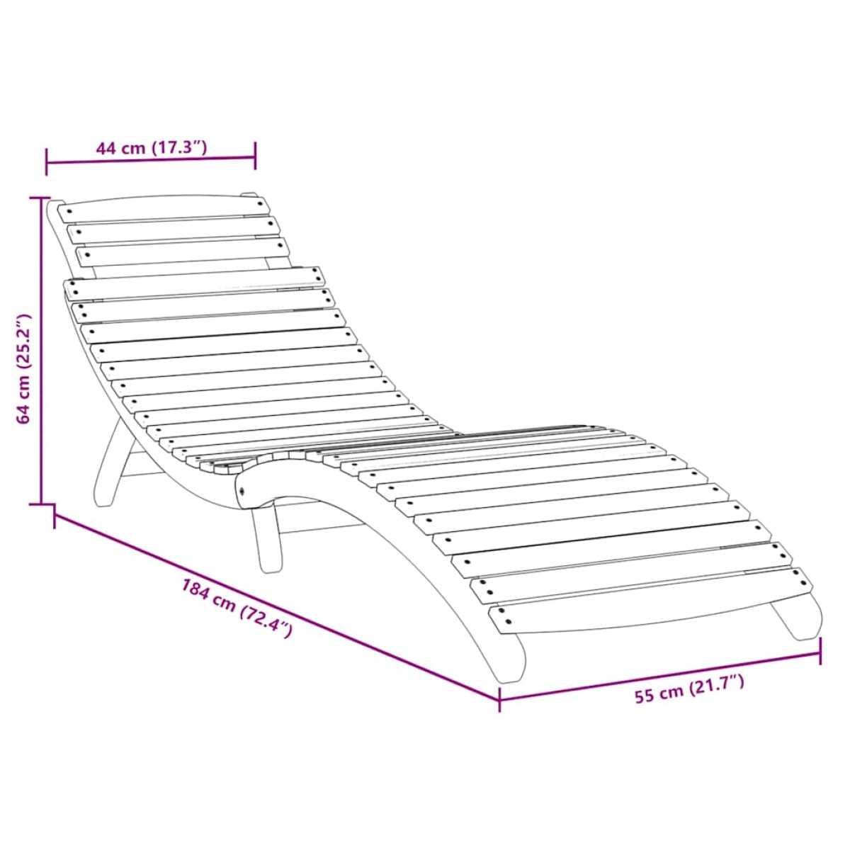 vidaXL Ξαπλώστρες 2 τεμ. Γκρι 184 x 55 x 64 εκ. από Μασίφ Ξύλο Ακακίας