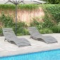 vidaXL Ξαπλώστρες 2 τεμ. Γκρι 184 x 55 x 64 εκ. από Μασίφ Ξύλο Ακακίας