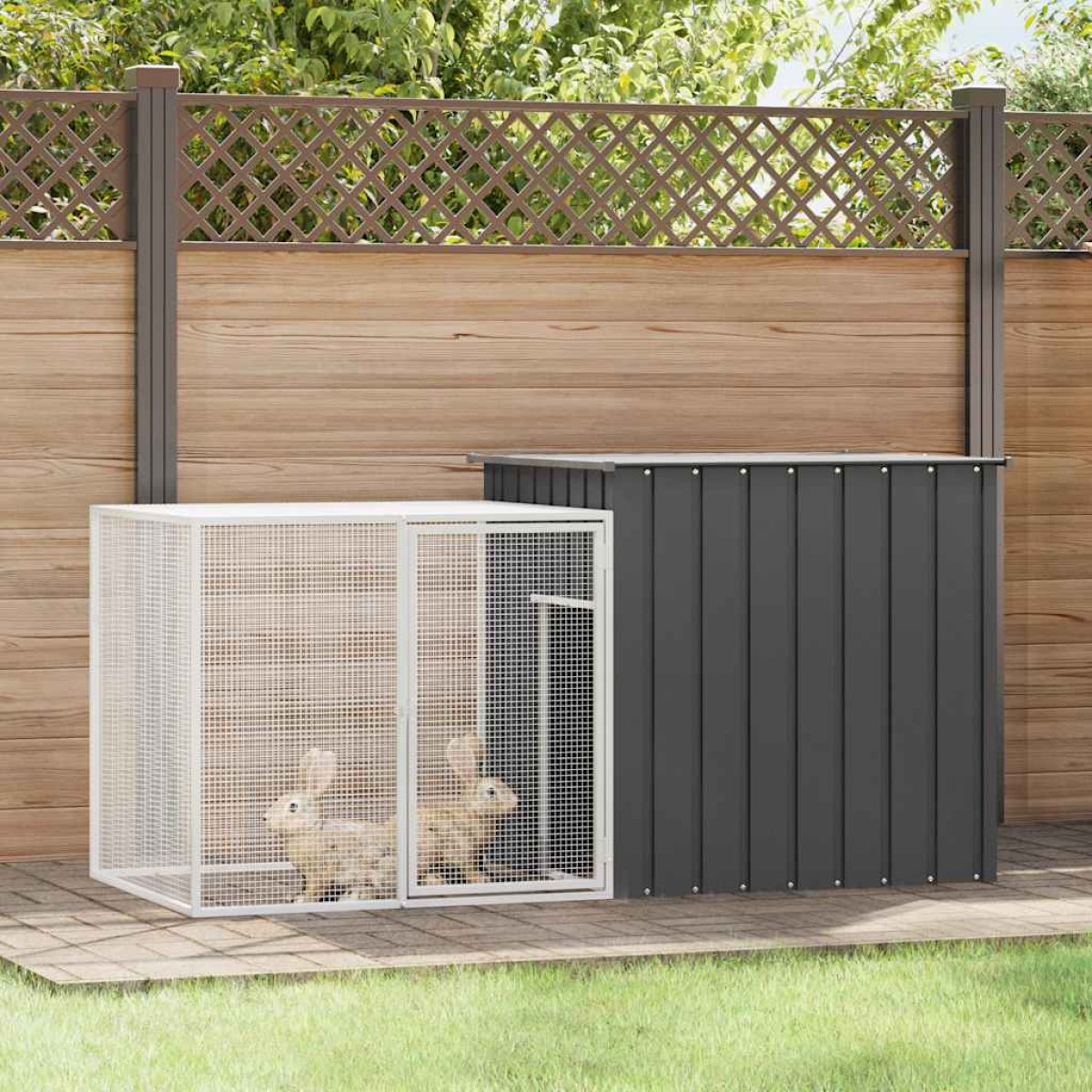 vidaXL Κλουβί Κουνελιών Ανθρακί 200x91x100 εκ. από Γαλβανισμένο Χάλυβα