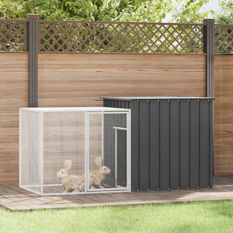 vidaXL Κλουβί Κουνελιών Ανθρακί 200x91x100 εκ. από Γαλβανισμένο Χάλυβα