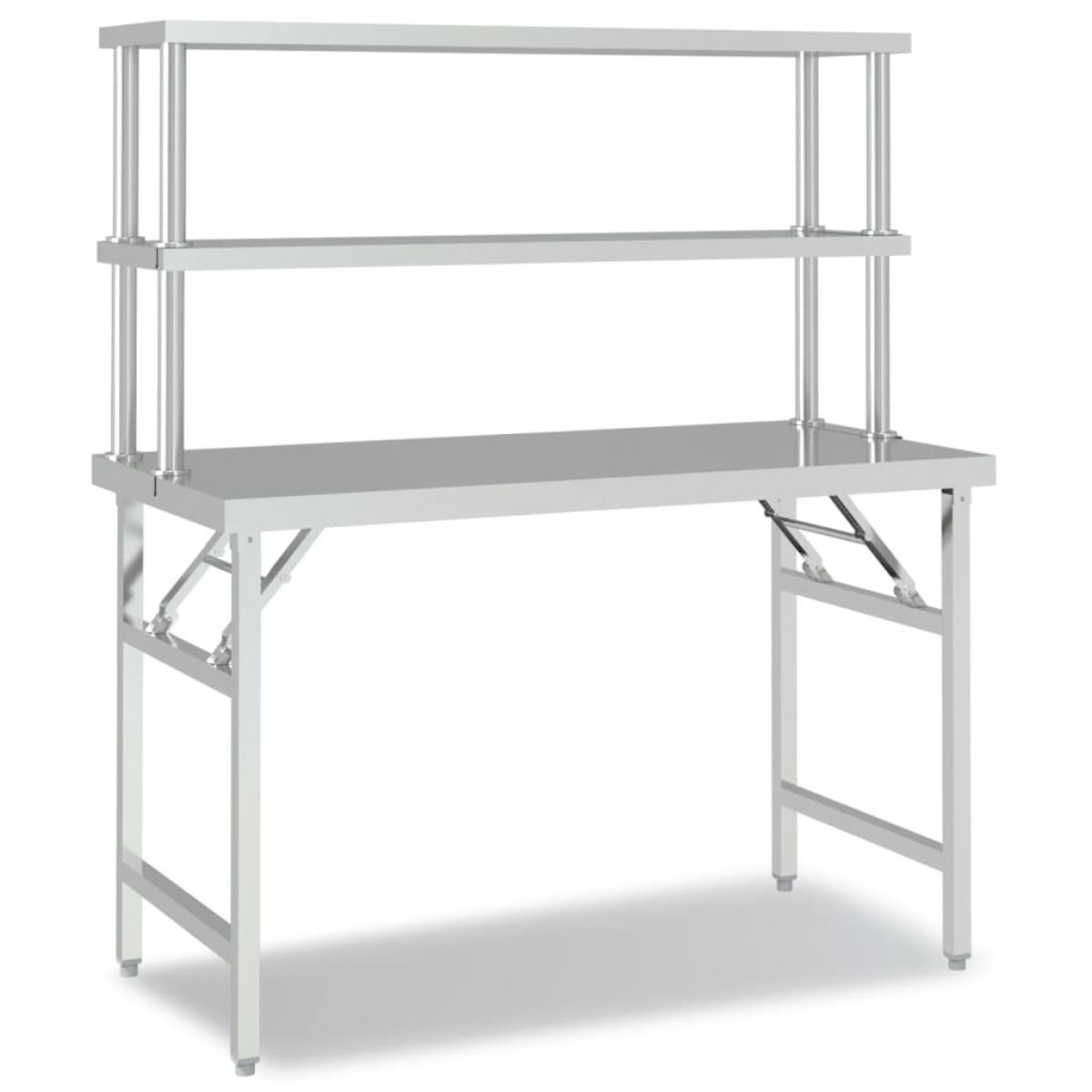 vidaXL Πάγκος Εργασίας Κουζίνας με Ράφι 120x60x145 εκ. Ανοξείδ. Ατσάλι