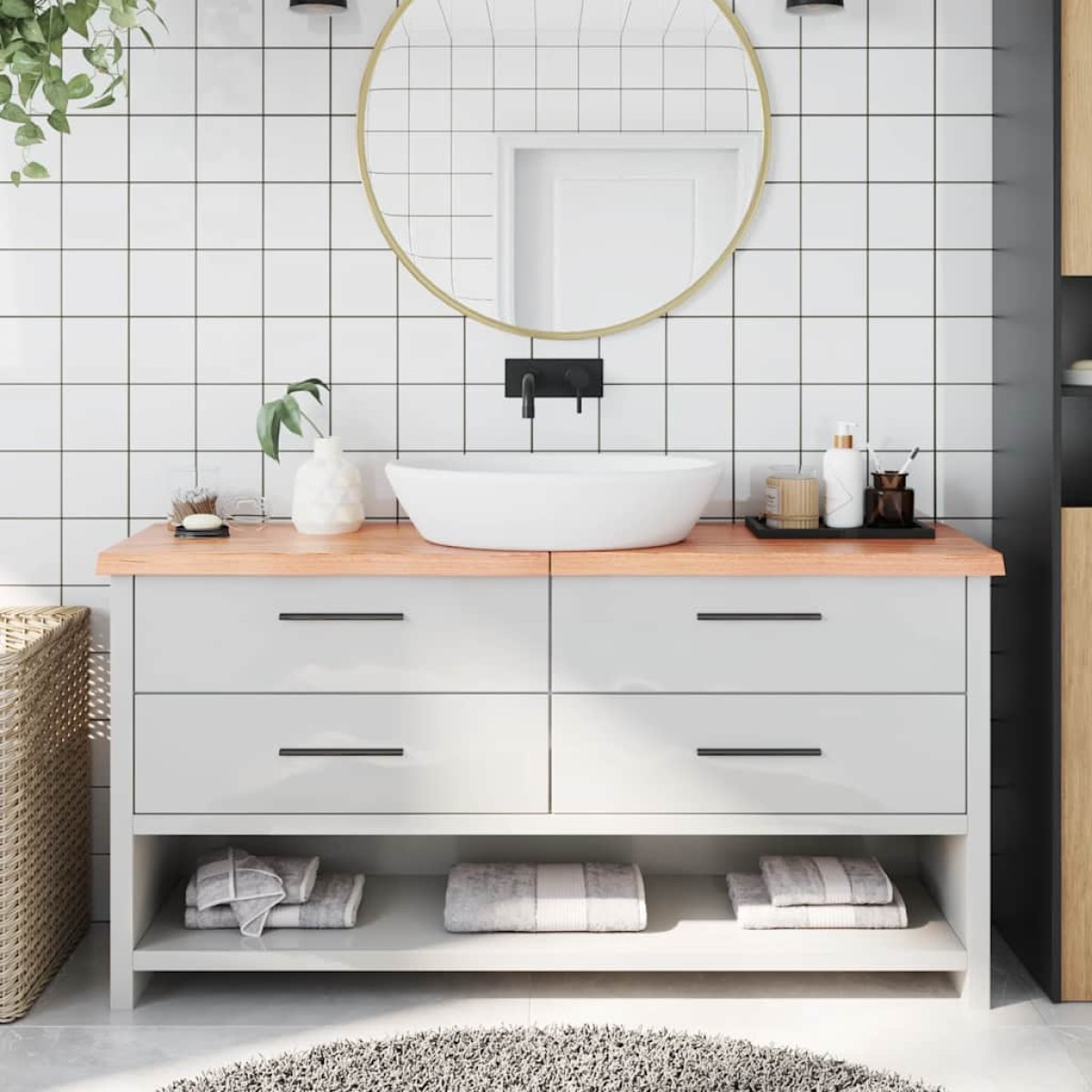 vidaXL Πάγκος Μπάνιου Αν. Καφέ 160 x 30 x 4 εκ. Επεξεργ. Μασίφ Ξύλο