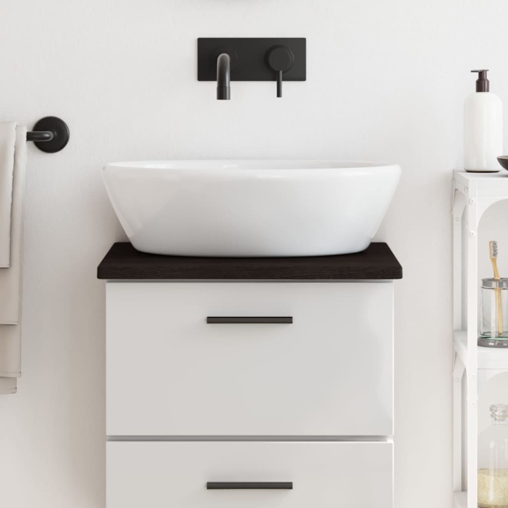 vidaXL Πάγκος Μπάνιου Σκούρο Καφέ 40x40x2 εκ. Επεξ. Μασίφ Ξύλο