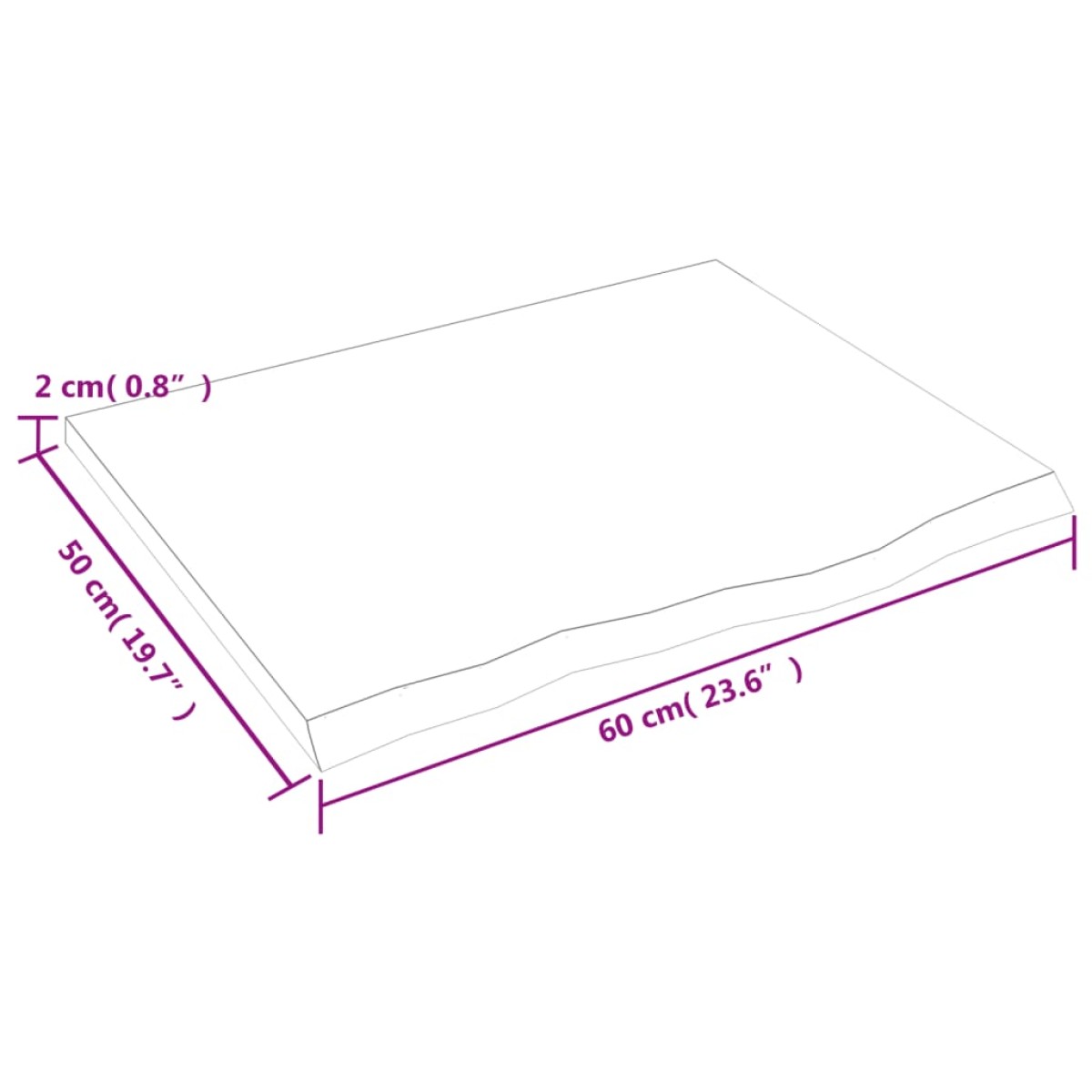 vidaXL Πάγκος Μπάνιου Σκούρο Γκρι 60x50x2 εκ. Επεξεργ. Μασίφ Ξύλο