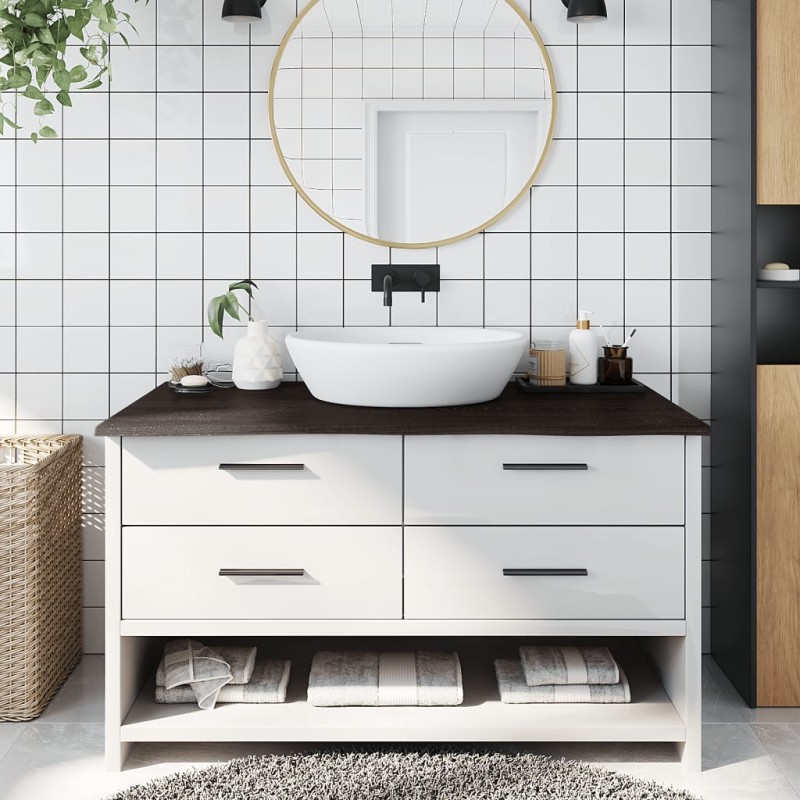 vidaXL Πάγκος Μπάνιου Σκούρο Καφέ 100x60x2 εκ. Επεξ. Μασίφ Ξύλο