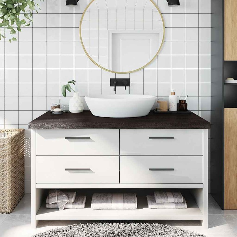 vidaXL Πάγκος Μπάνιου Σκούρο Καφέ 100x60x(2-6) εκ. Επεξεργ. Μασίφ Ξύλο