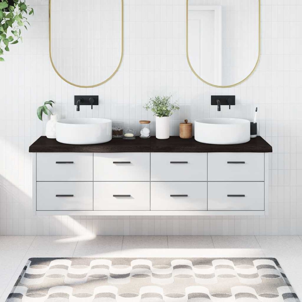 vidaXL Πάγκος Μπάνιου Σκούρο Γκρι 180x50x6 εκ. Επεξεργ. Μασίφ Ξύλο