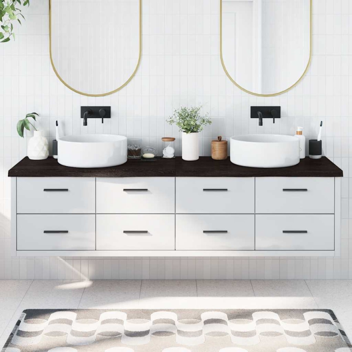 vidaXL Πάγκος Μπάνιου Σκούρο Γκρι 200x60x4 εκ. Επεξεργ. Μασίφ Ξύλο