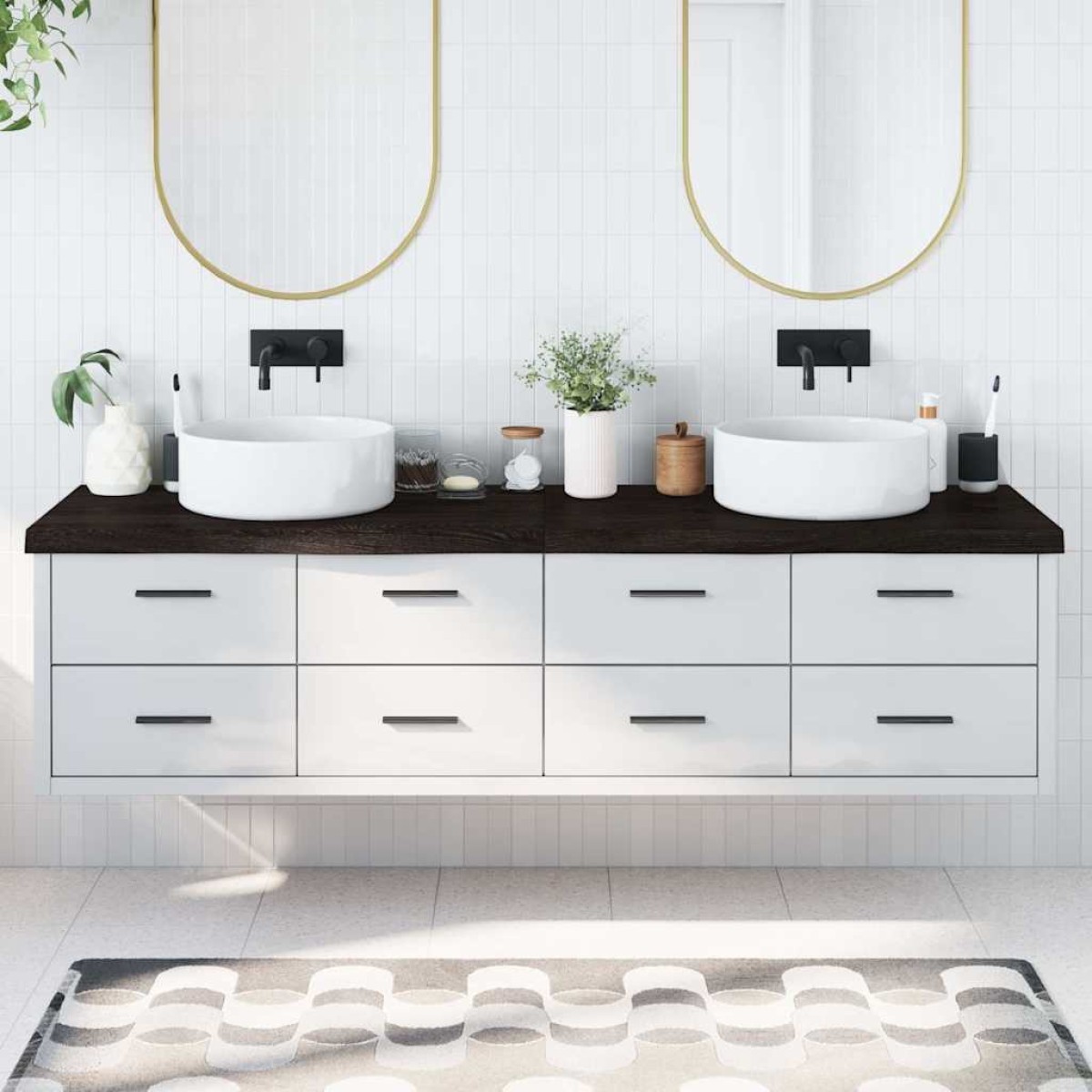 vidaXL Πάγκος Μπάνιου Σκούρο Γκρι 200x60x6 εκ. Επεξεργ. Μασίφ Ξύλο