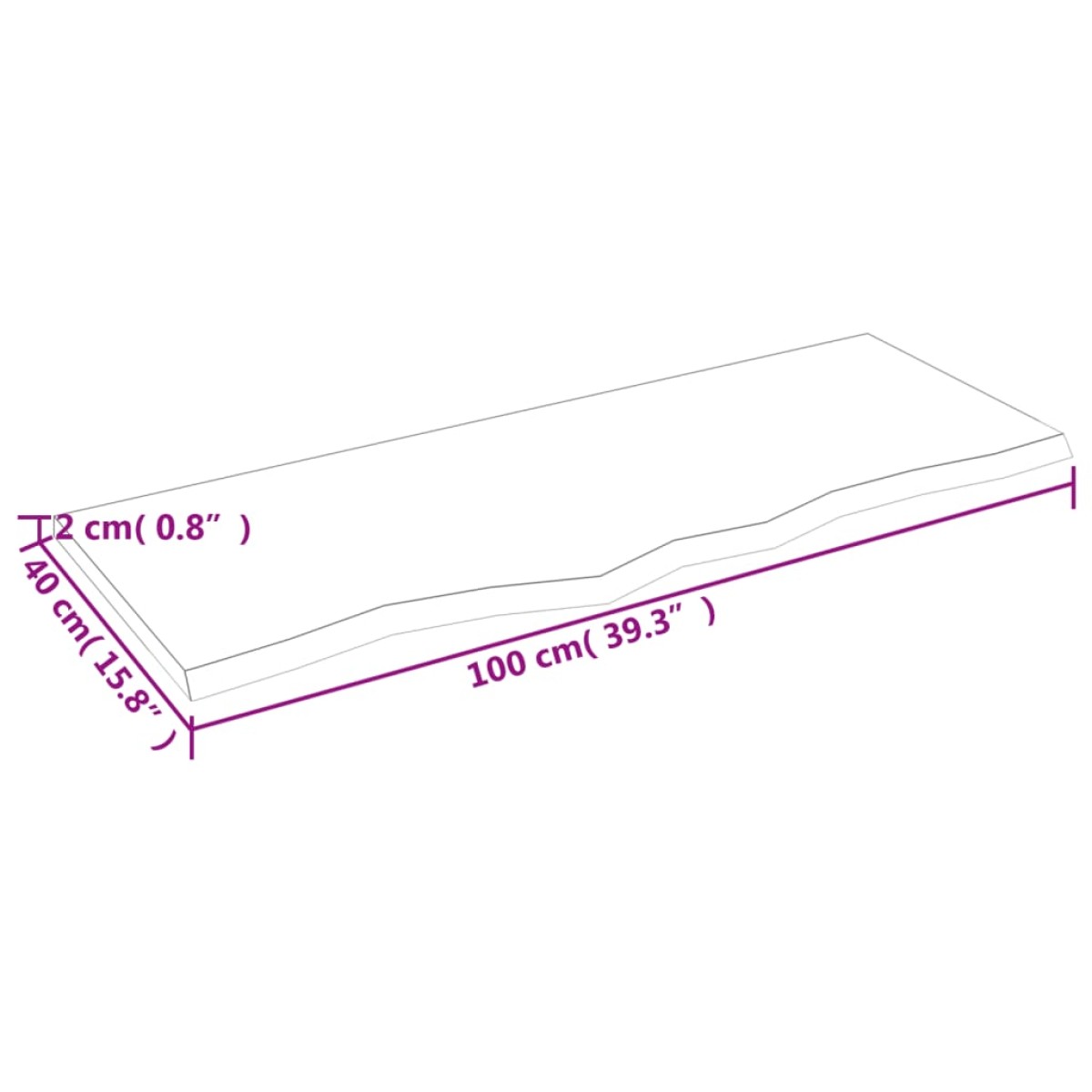 vidaXL Επιφάνεια Τραπεζιού 100x40x2 εκ Ακατέργαστο Μασίφ Ξύλο Δρυός