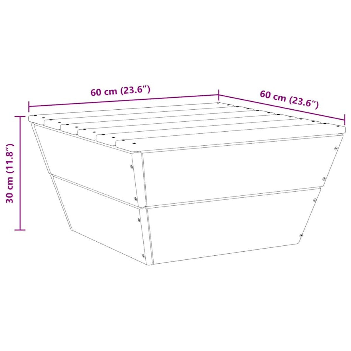 vidaXL Τραπέζια Κήπου 2 τεμ. 60x60x30 εκ. Εμποτισμένο Ξύλο Ερυθρελάτης