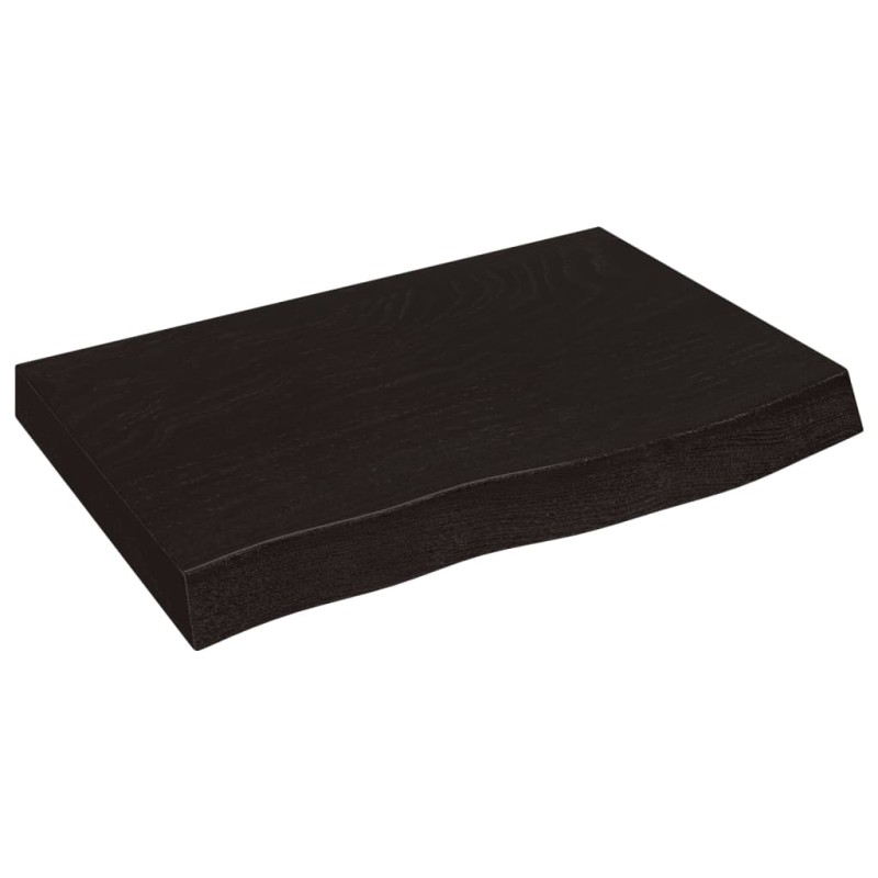 vidaXL Επιφάνεια Τραπεζιού Σκούρο Καφέ 60x40x(2-6) εκ Επεξ. Μασίφ Δρυς