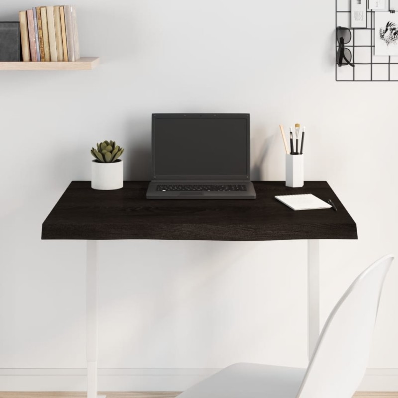 vidaXL Επιφάνεια Τραπεζιού Σκούρο Καφέ 80x60x(2-4)εκ Επεξ. Μασίφ Δρυς