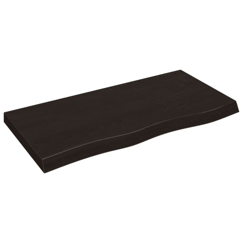 vidaXL Επιφάνεια Τραπεζιού Σκούρο Καφέ 100x50x(2-6)εκ Επεξ. Μασίφ Δρυς