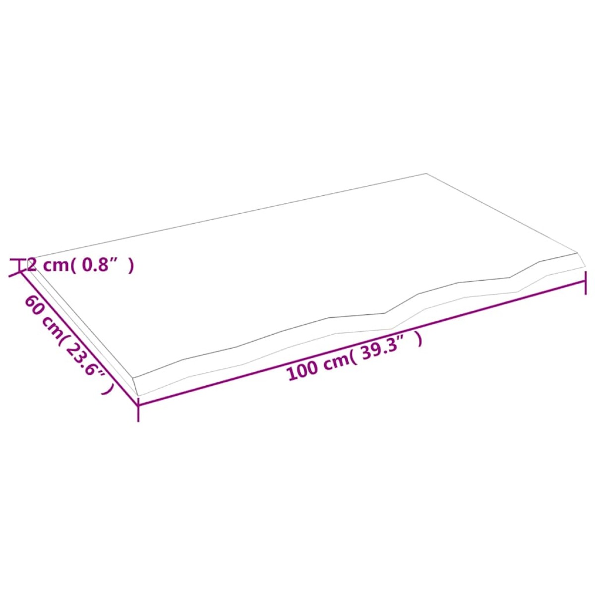 vidaXL Επιφ. Τραπεζιού Σκούρο Γκρι 100x60x2 εκ Επεξ. Μασίφ Ξύλο Δρυός