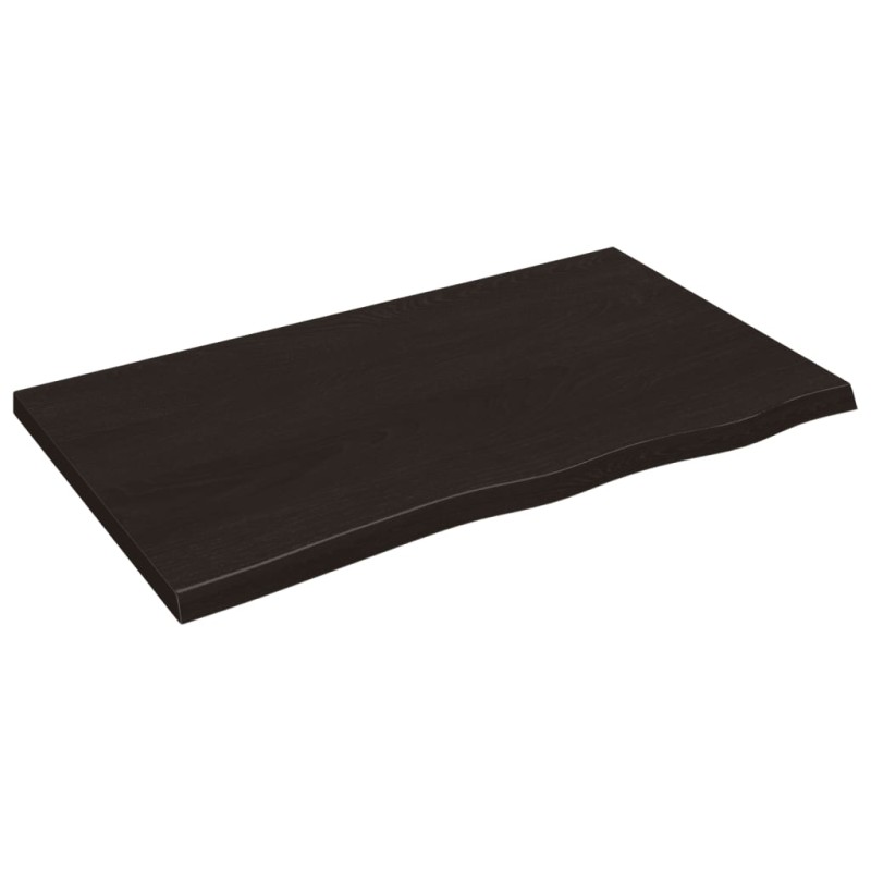 vidaXL Επιφάνεια Τραπεζιού Σκούρο Καφέ 100x60x(2-4)εκ Επεξ. Μασίφ Δρυς