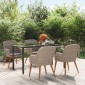 vidaXL Σετ Τραπεζαρίας Κήπου 5 Τεμαχίων Καφέ με Μαξιλάρια