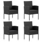 vidaXL Σετ Τραπεζαρίας Κήπου 5 Τεμαχίων Μαύρο Συνθ. Ρατάν με Μαξιλάρια