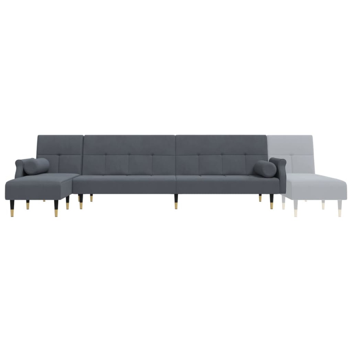 vidaXL Καναπές Κρεβάτι Γωνιακός Σκ. Γκρι 271 x 140 x 70 εκ. Βελούδινος