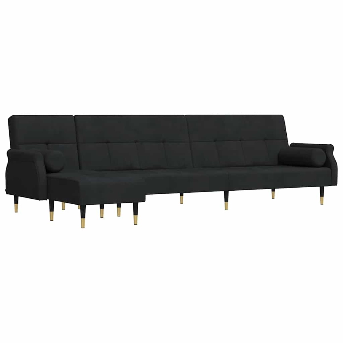 vidaXL Καναπές Κρεβάτι Γωνιακός Μαύρος 271 x 140 x 70 εκ. Βελούδινος