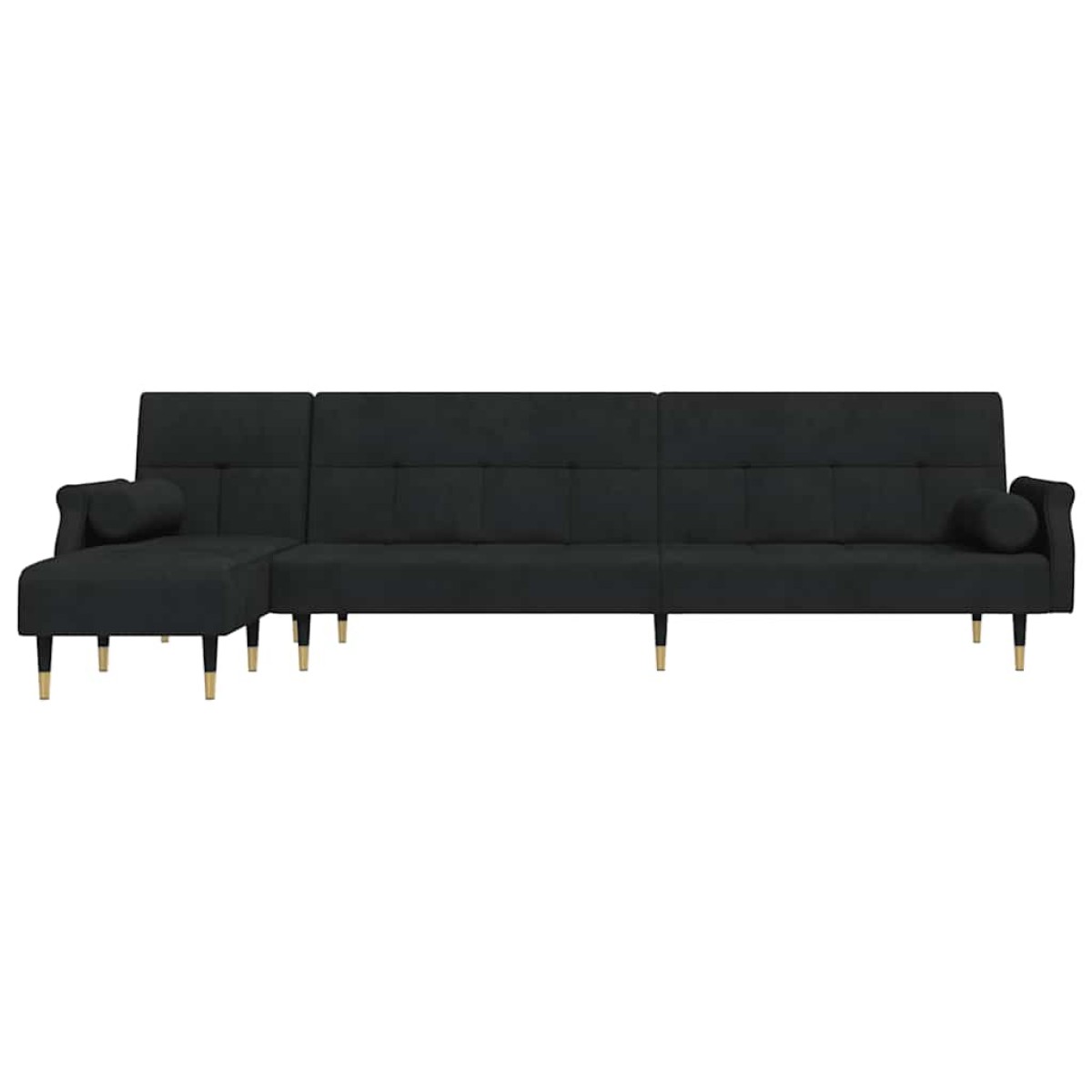 vidaXL Καναπές Κρεβάτι Γωνιακός Μαύρος 271 x 140 x 70 εκ. Βελούδινος