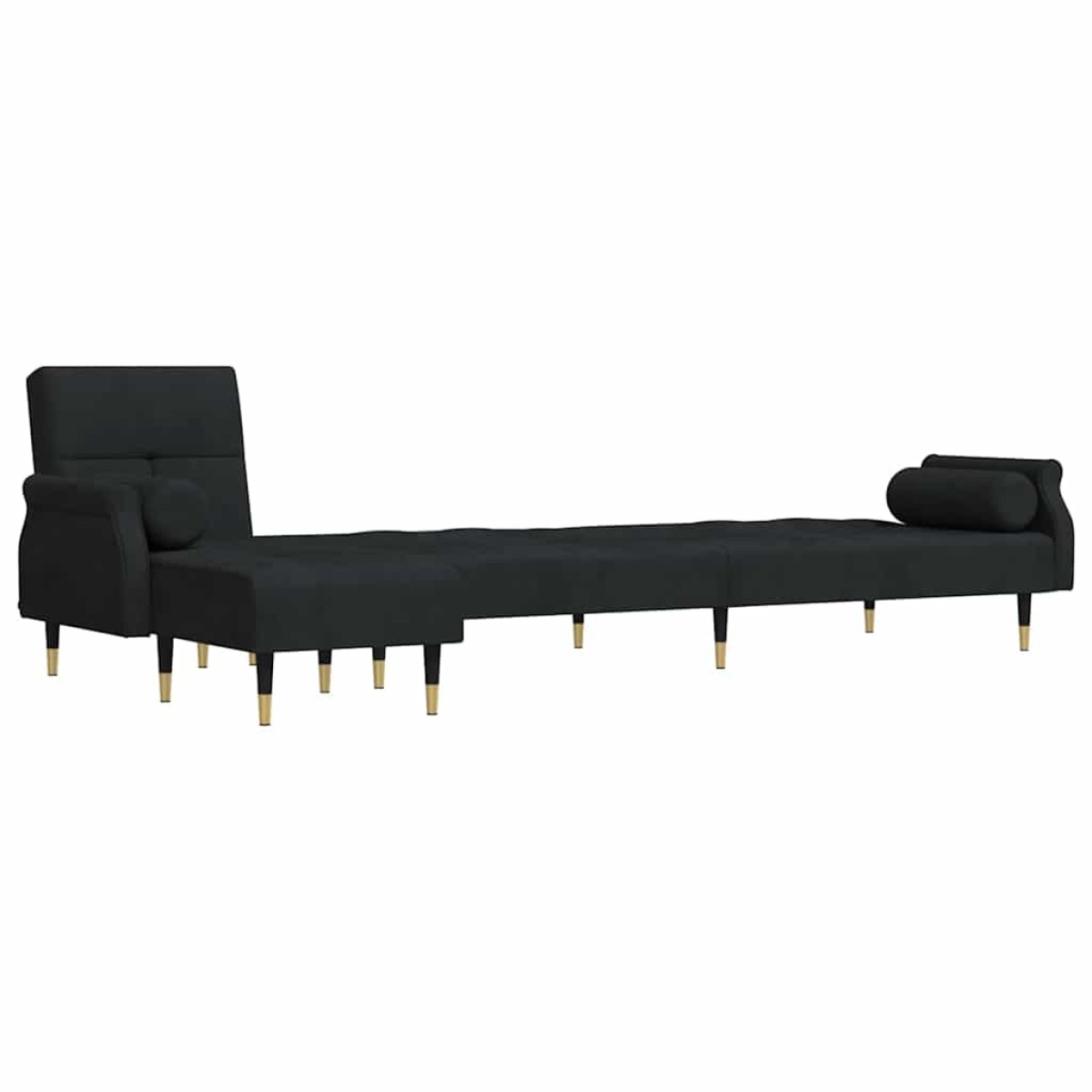 vidaXL Καναπές Κρεβάτι Γωνιακός Μαύρος 271 x 140 x 70 εκ. Βελούδινος