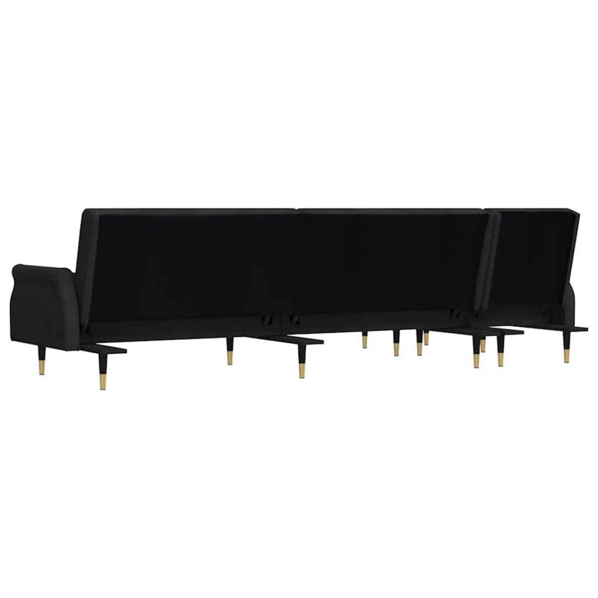 vidaXL Καναπές Κρεβάτι Γωνιακός Μαύρος 271 x 140 x 70 εκ. Βελούδινος